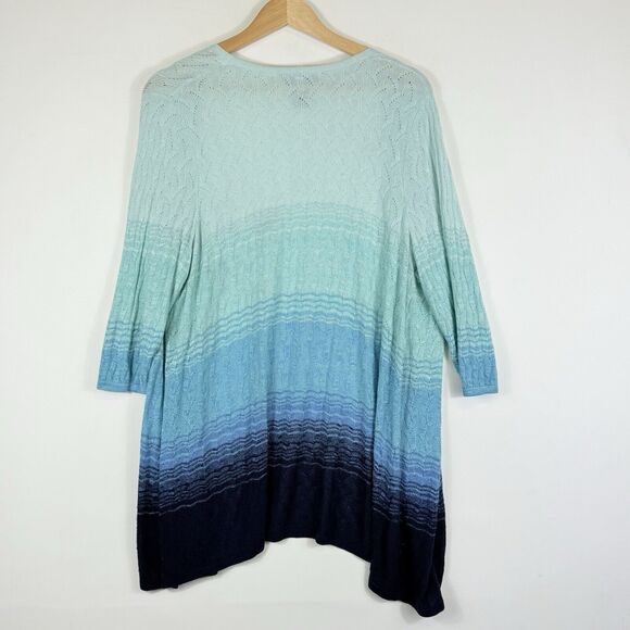 Catherines Blue Ombre Half Sleeve Open Front Cardigan Sweater Women's 0X XL - Picture 4 of 5
